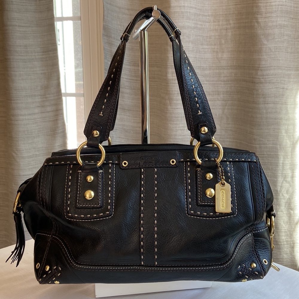 Coach Hamptons Andrea Black Leather Satchel - #10555
